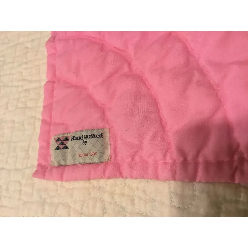 Baby‎ Quilt Crib 45x40 Small Quit 20x18 Handmade By Karen Cox Pink Green